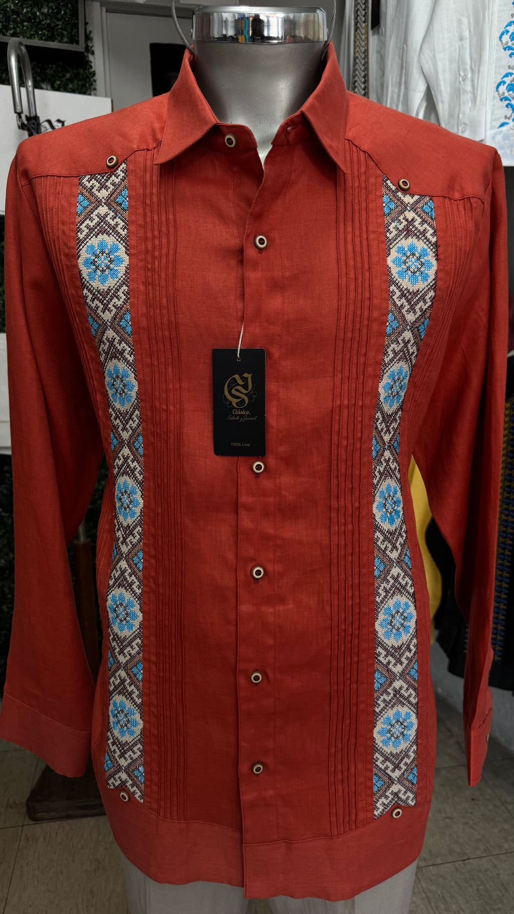 Guayabera Mosaico Shedrón 100% lino