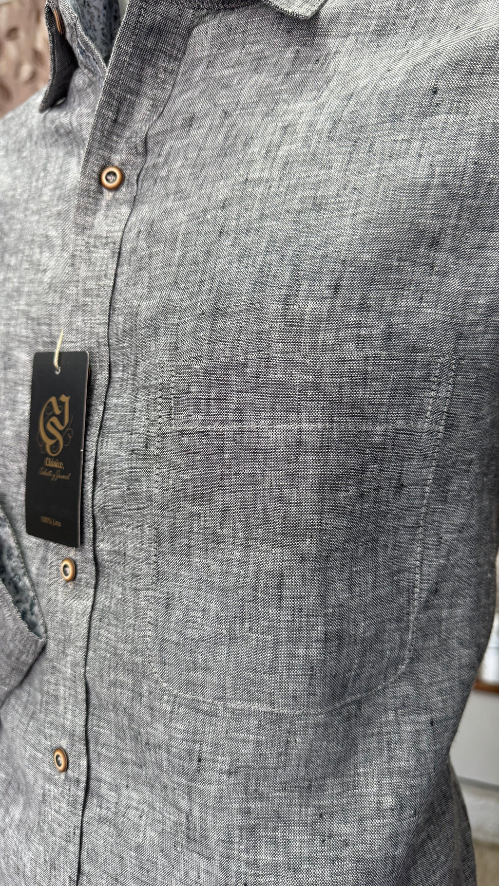 Camisa Color Negro Jaspe 100% lino