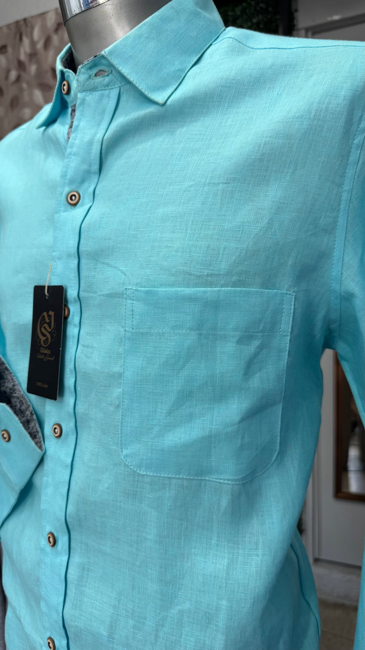 Camisa Color Aqua 100% lino