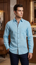 Camisa Color Turquesa Jaspe 100% lino