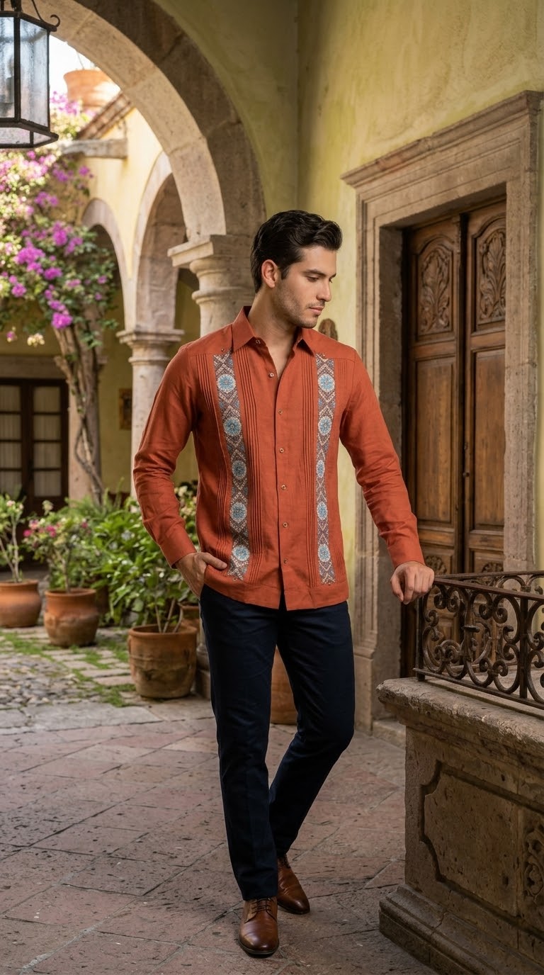 Guayabera Mosaico Shedrón 100% lino