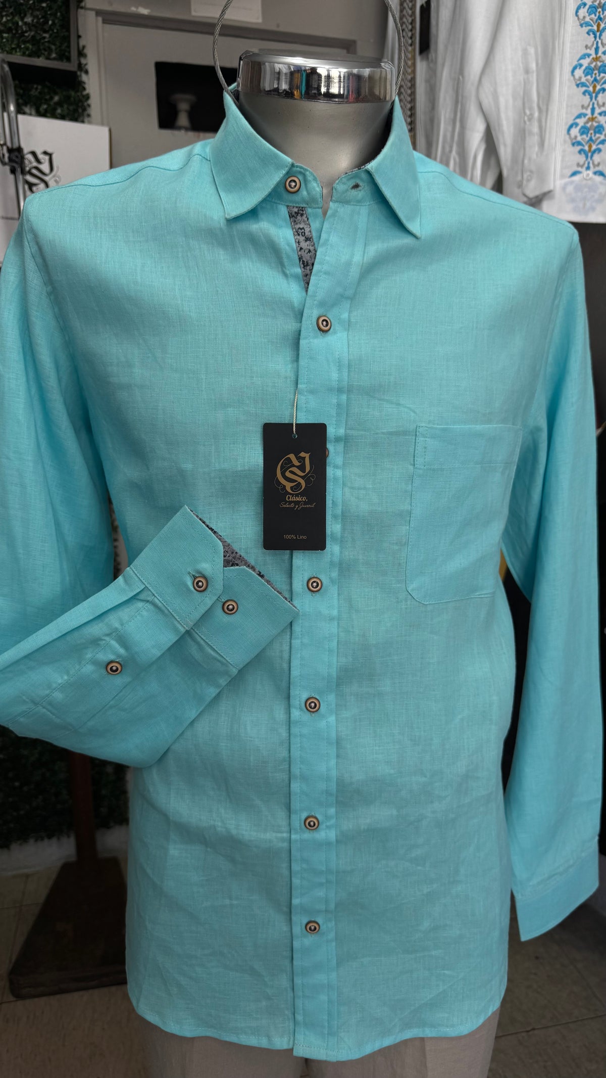 Camisa Color Aqua 100% lino