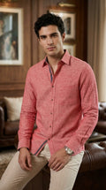 Camisa Color Rojo Jaspe 100% lino