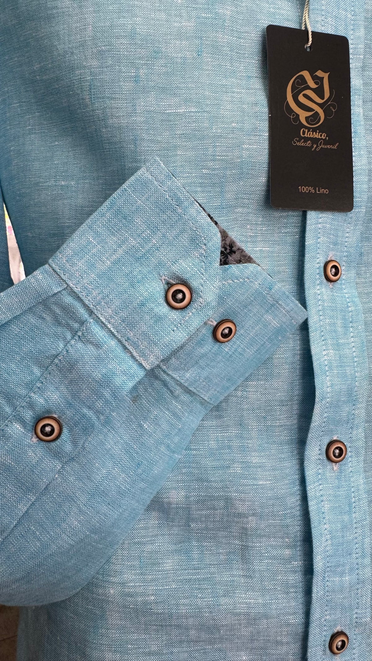 Camisa Color Turquesa Jaspe 100% lino