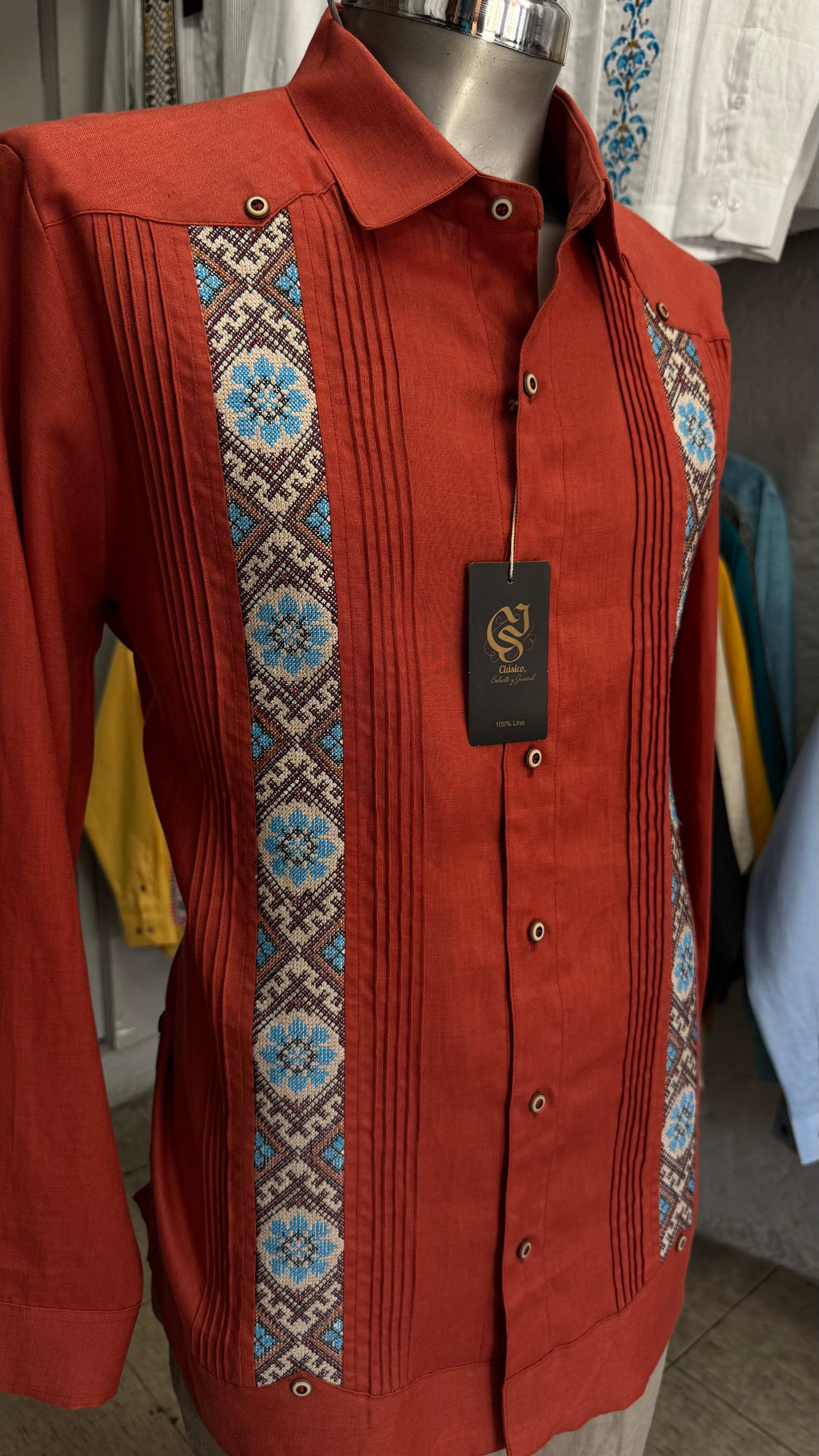 Guayabera Mosaico Shedrón 100% lino