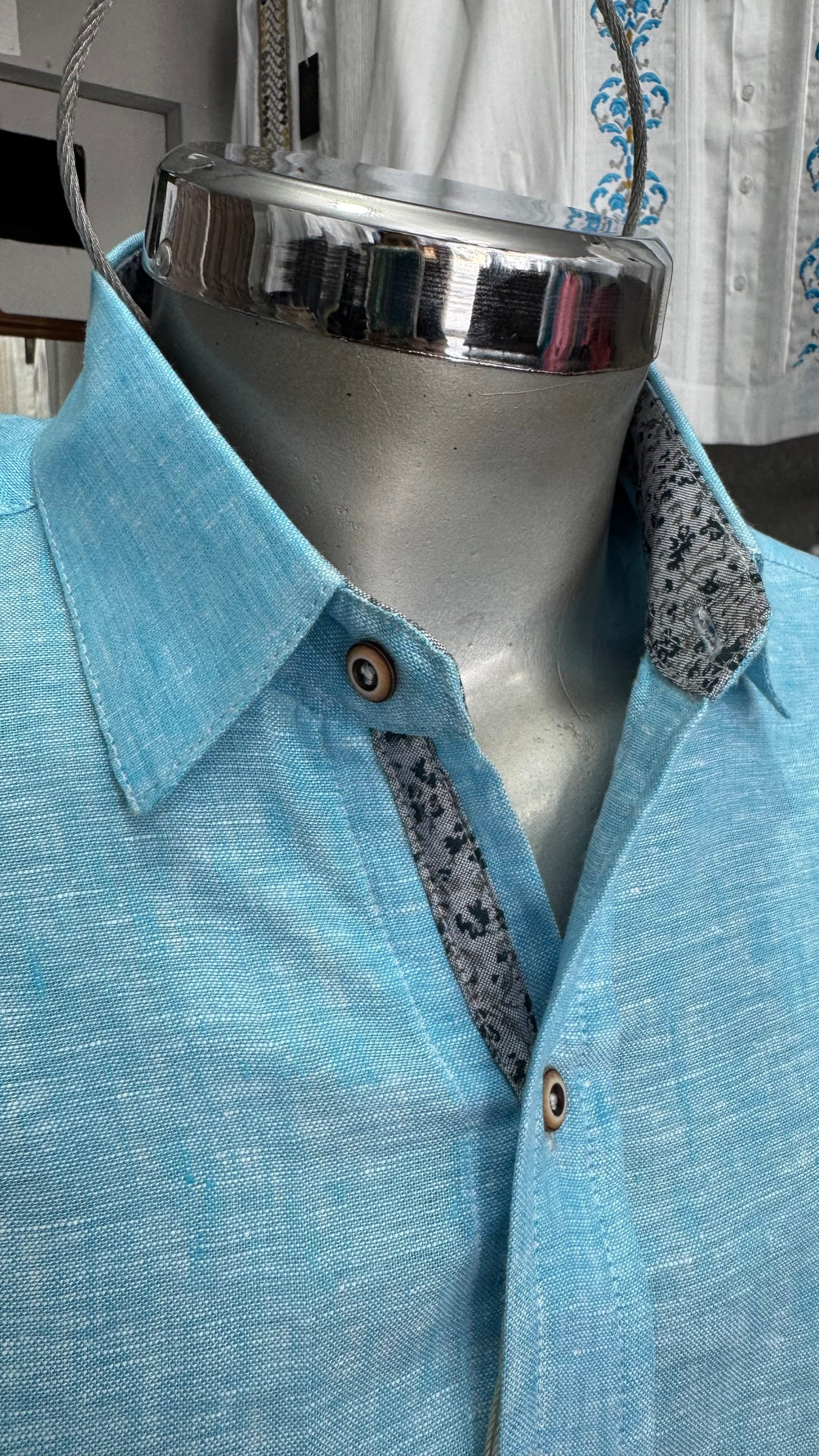 Camisa Color Turquesa Jaspe 100% lino
