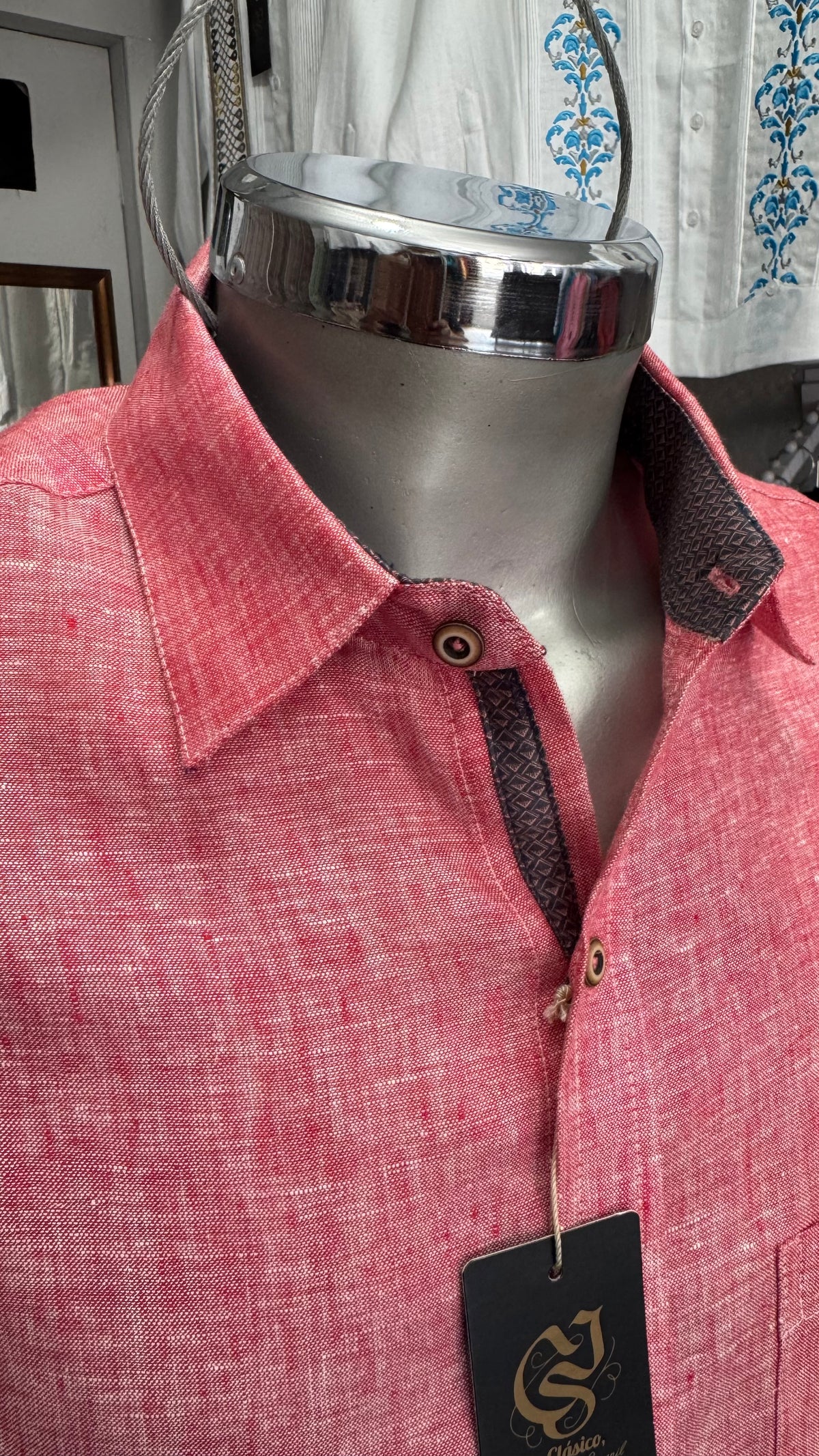 Camisa Color Rojo Jaspe 100% lino