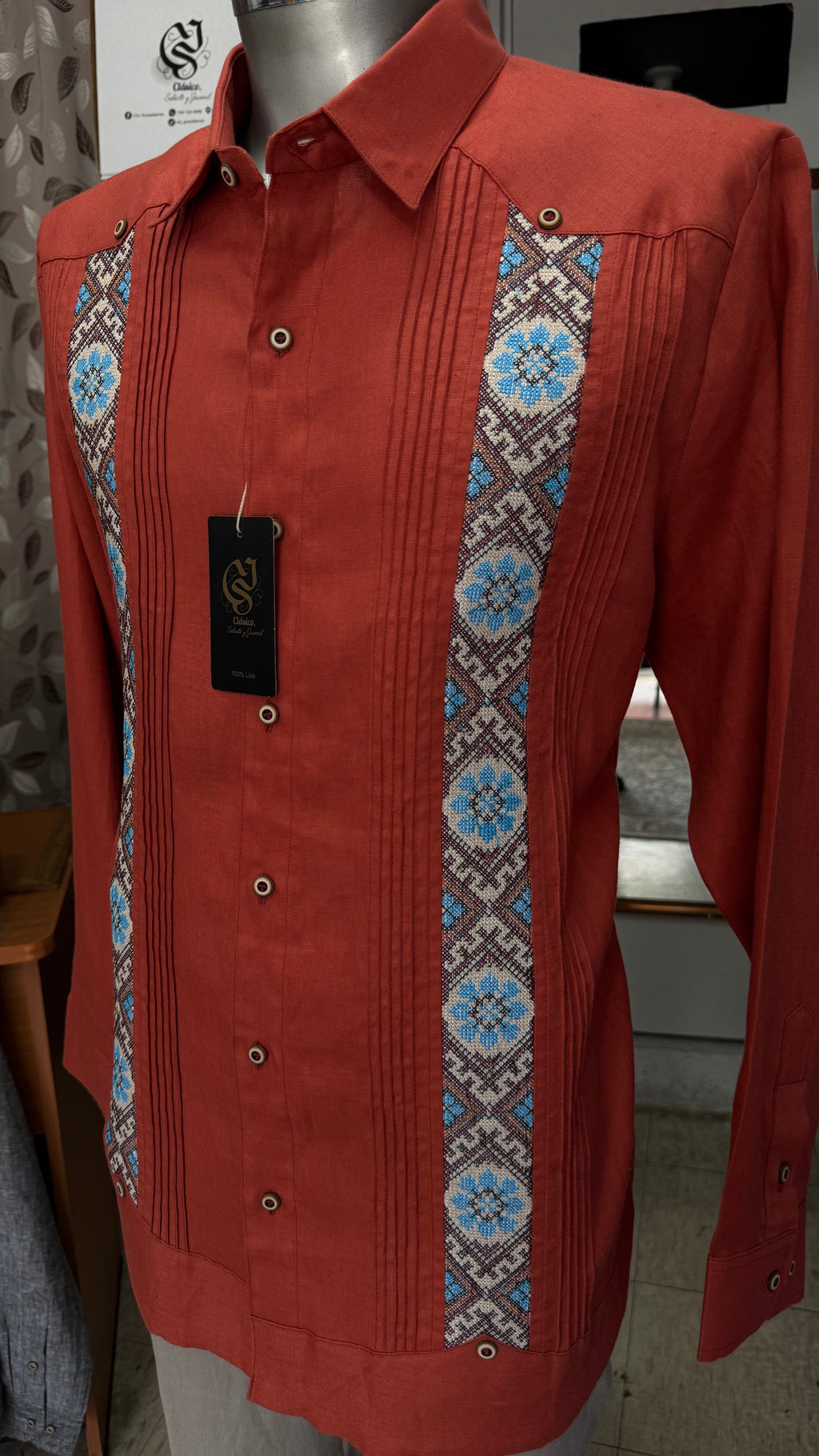 Guayabera Mosaico Shedrón 100% lino