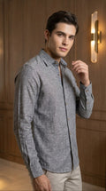 Camisa Color Negro Jaspe 100% lino
