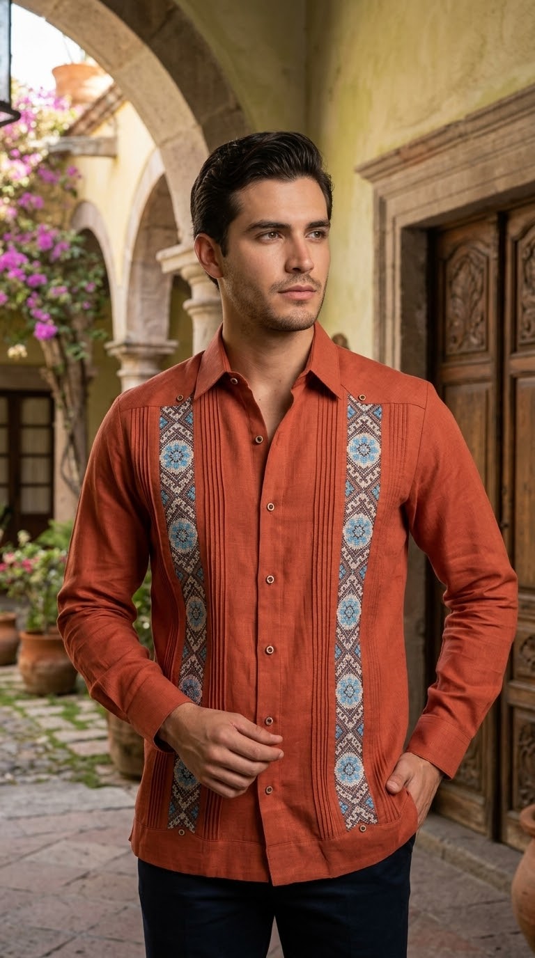 Guayabera Mosaico Shedrón 100% lino