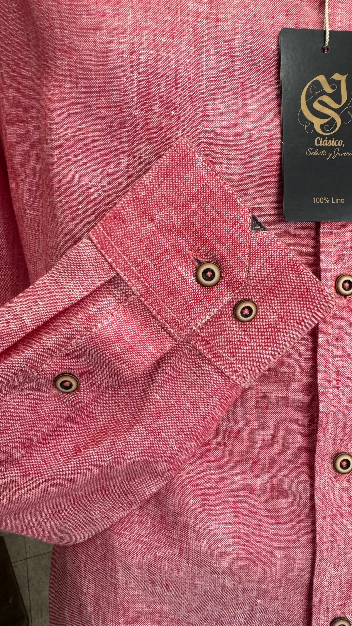 Camisa Color Rojo Jaspe 100% lino