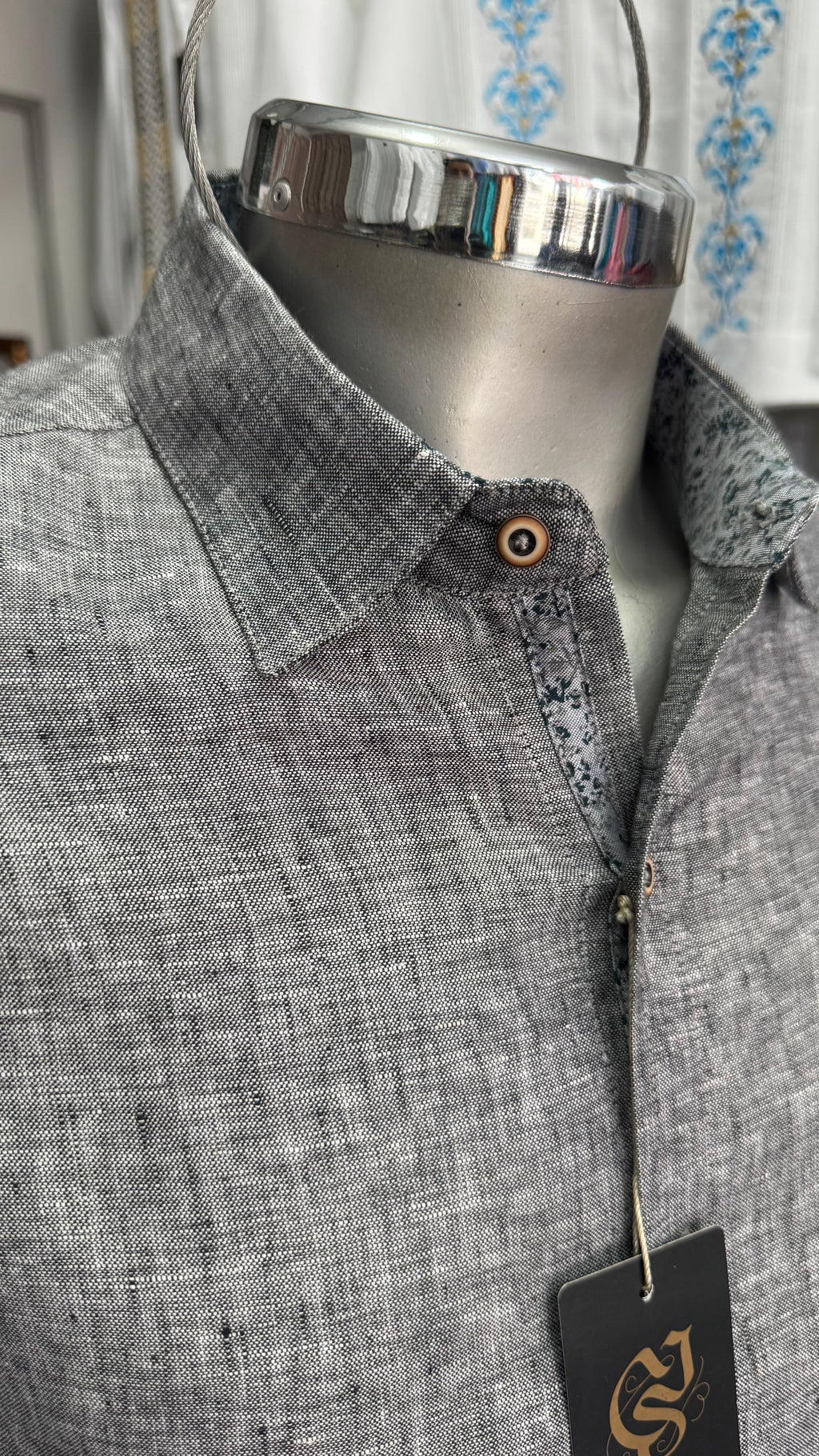 Camisa Color Negro Jaspe 100% lino