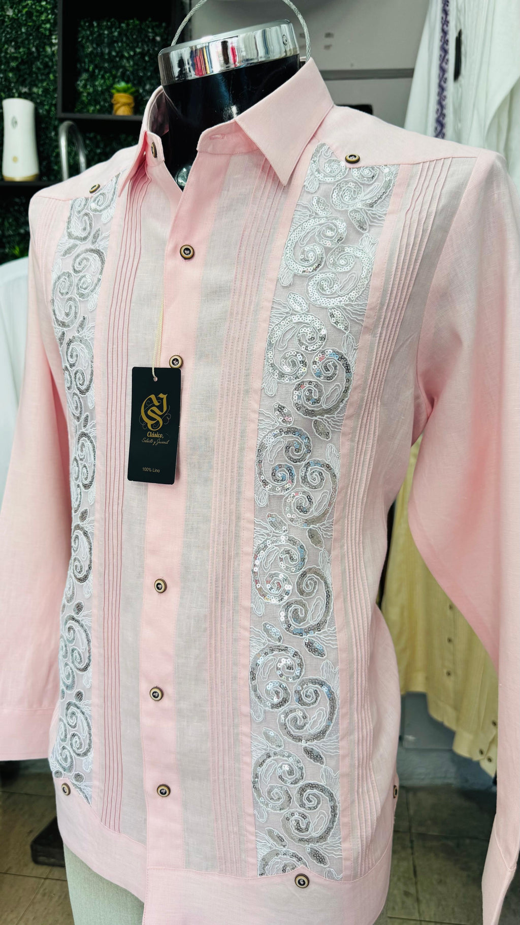 Guayabera CristaLino Rosa 100% lino