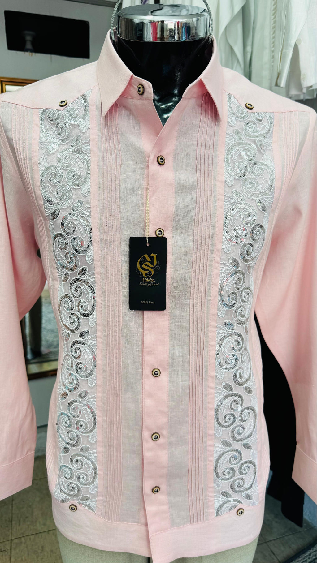 Guayabera CristaLino Rosa 100% lino