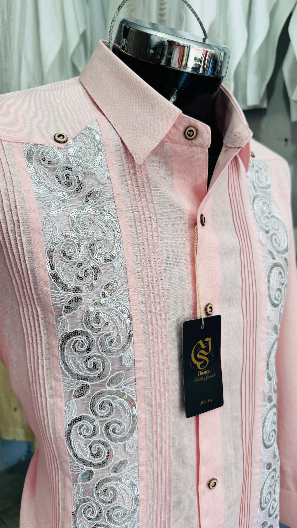Guayabera CristaLino Rosa 100% lino