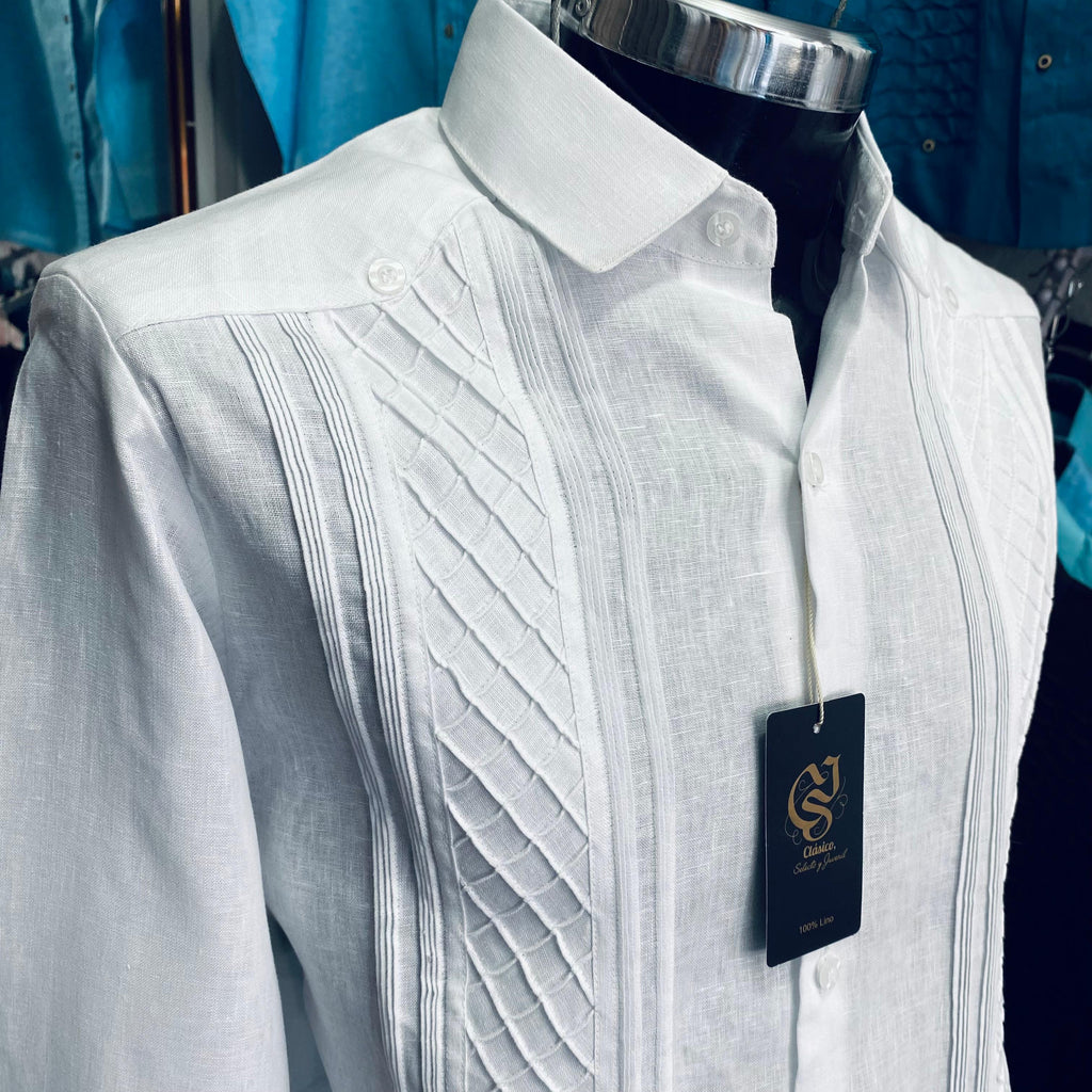 Guayabera Panal Blanco 100% lino