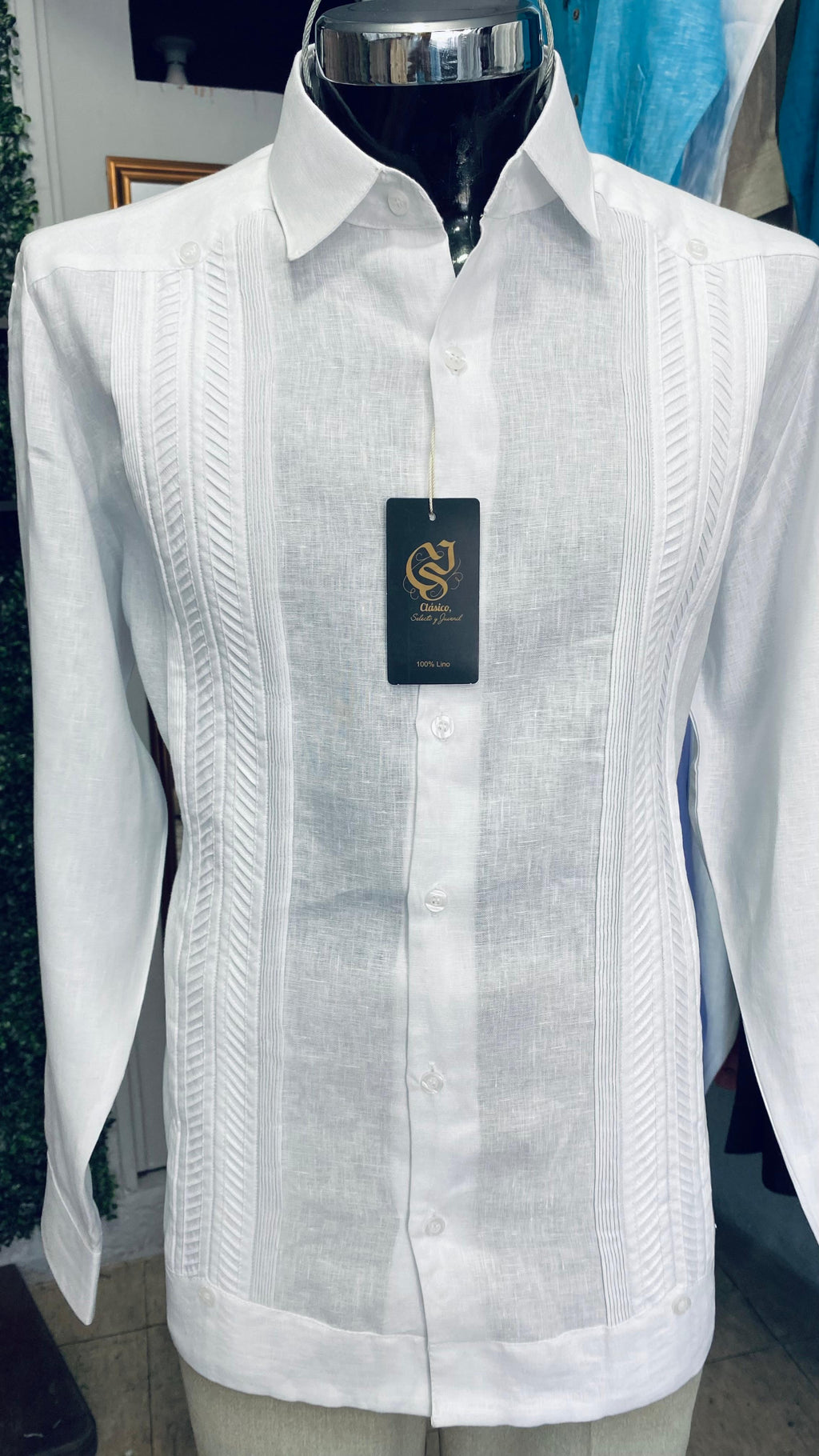 Guayabera Plumilla Blanco 100% lino