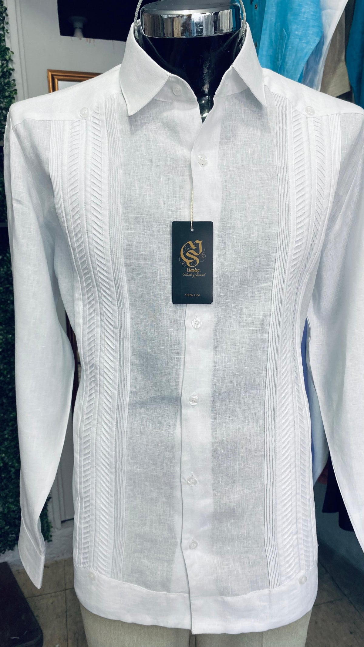 Guayabera Plumilla Blanco 100% lino