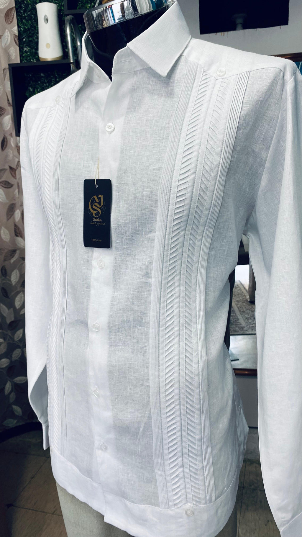 Guayabera Plumilla Blanco 100% lino