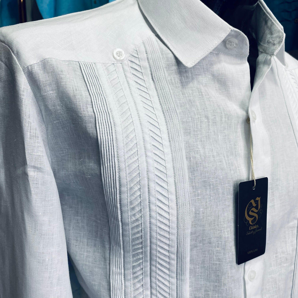 Guayabera Plumilla Blanco 100% lino