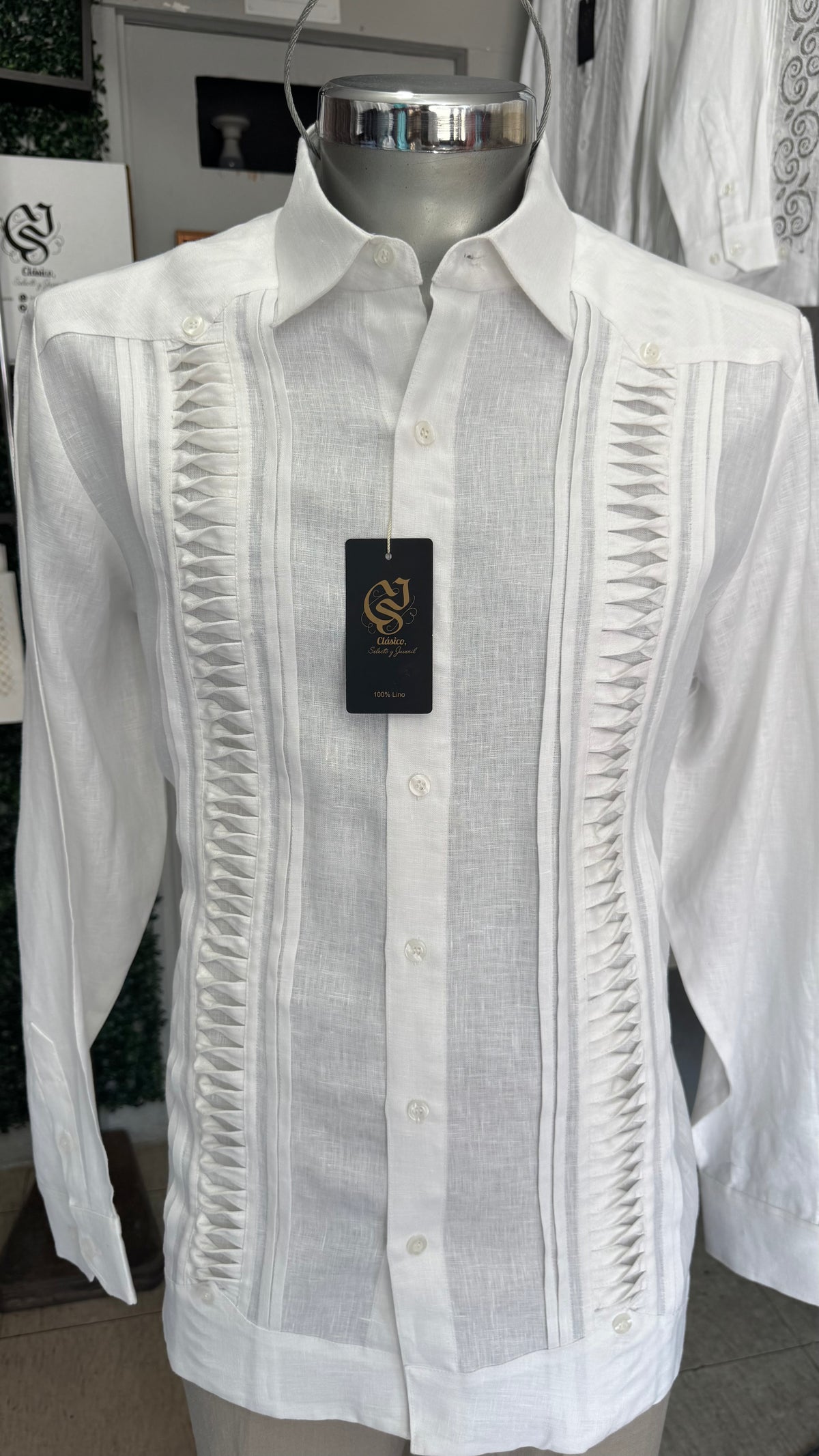 Guayabera Presilla Blanco 100% lino