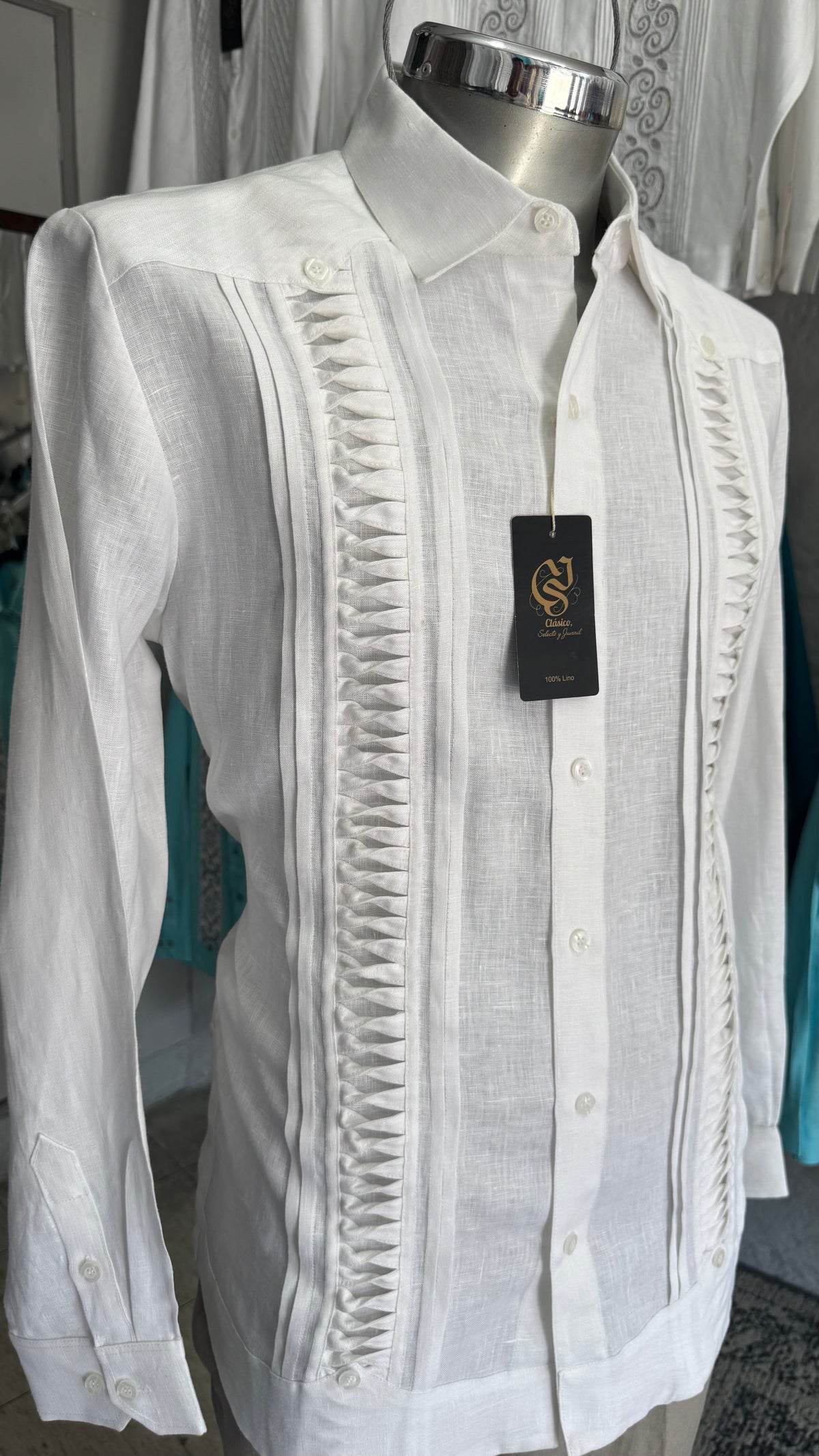 Guayabera Presilla Blanco 100% lino
