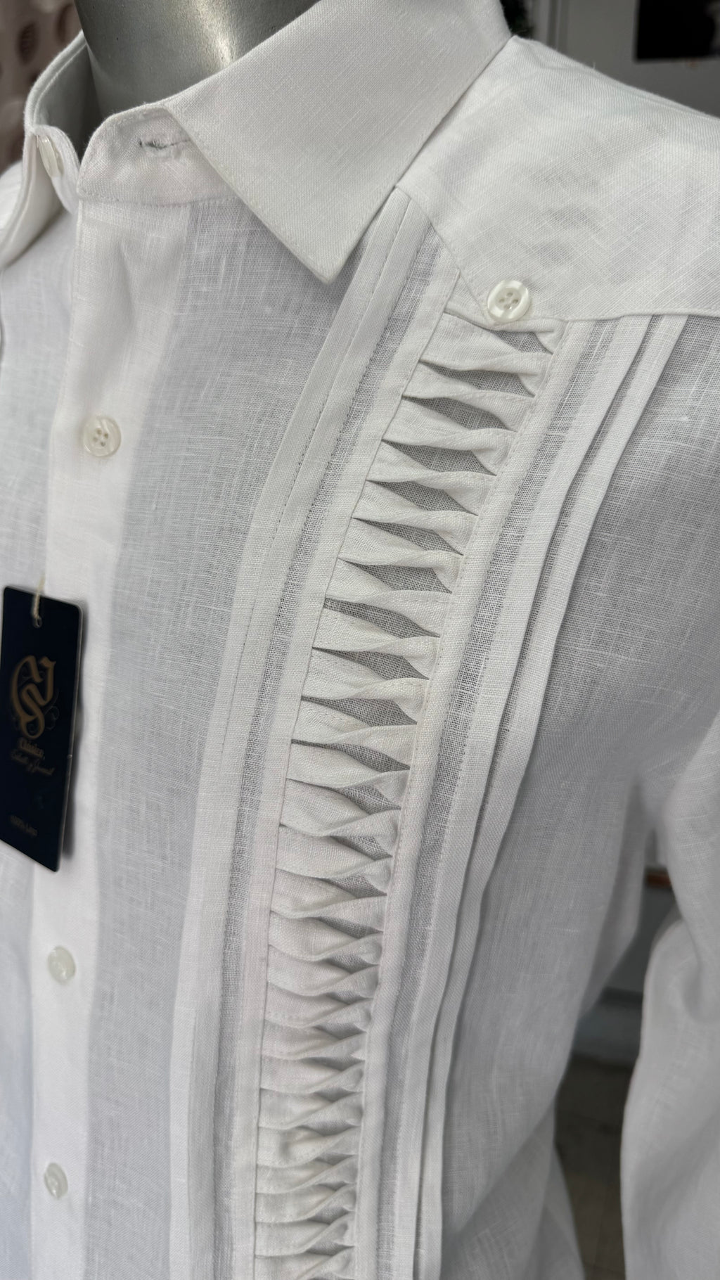 Guayabera Presilla Blanco 100% lino