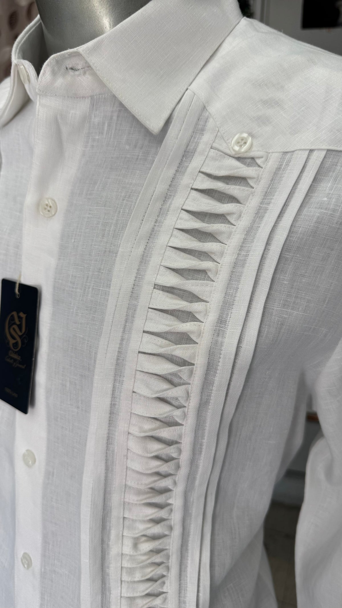 Guayabera Presilla Blanco 100% lino