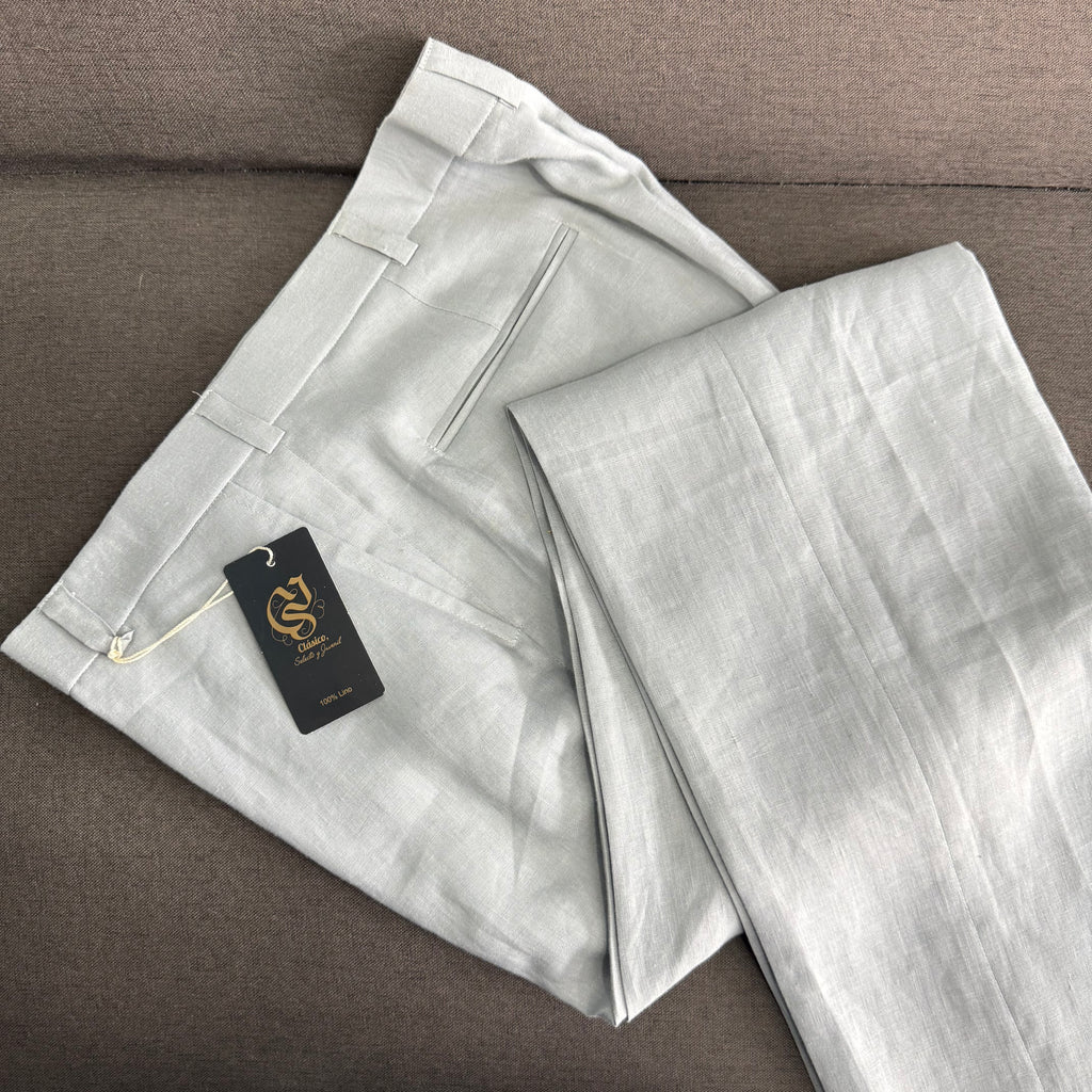 Pantalón Color Gris Oxford 100% lino
