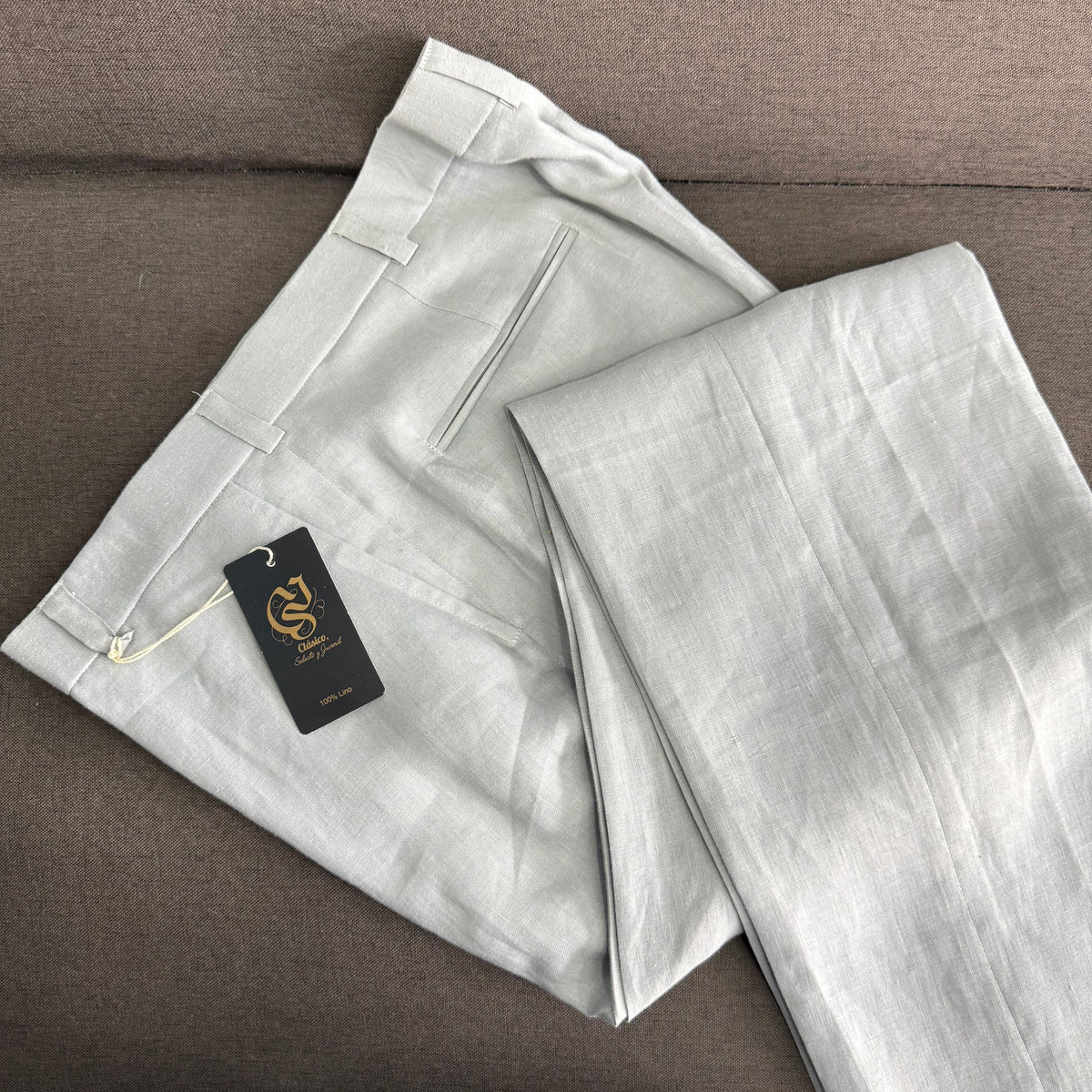 Pantalón Color Gris Oxford 100% lino
