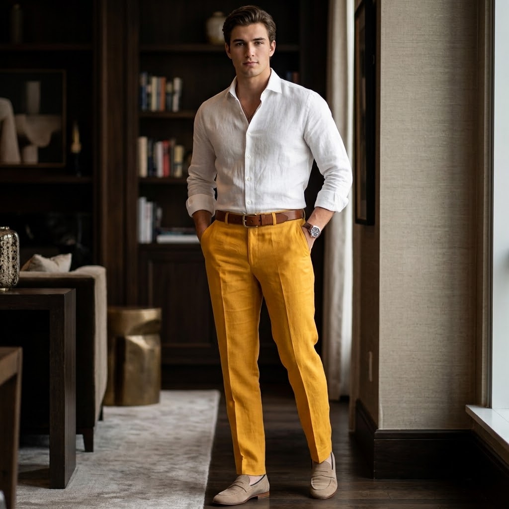 Pantalón Color Mostaza 100% lino