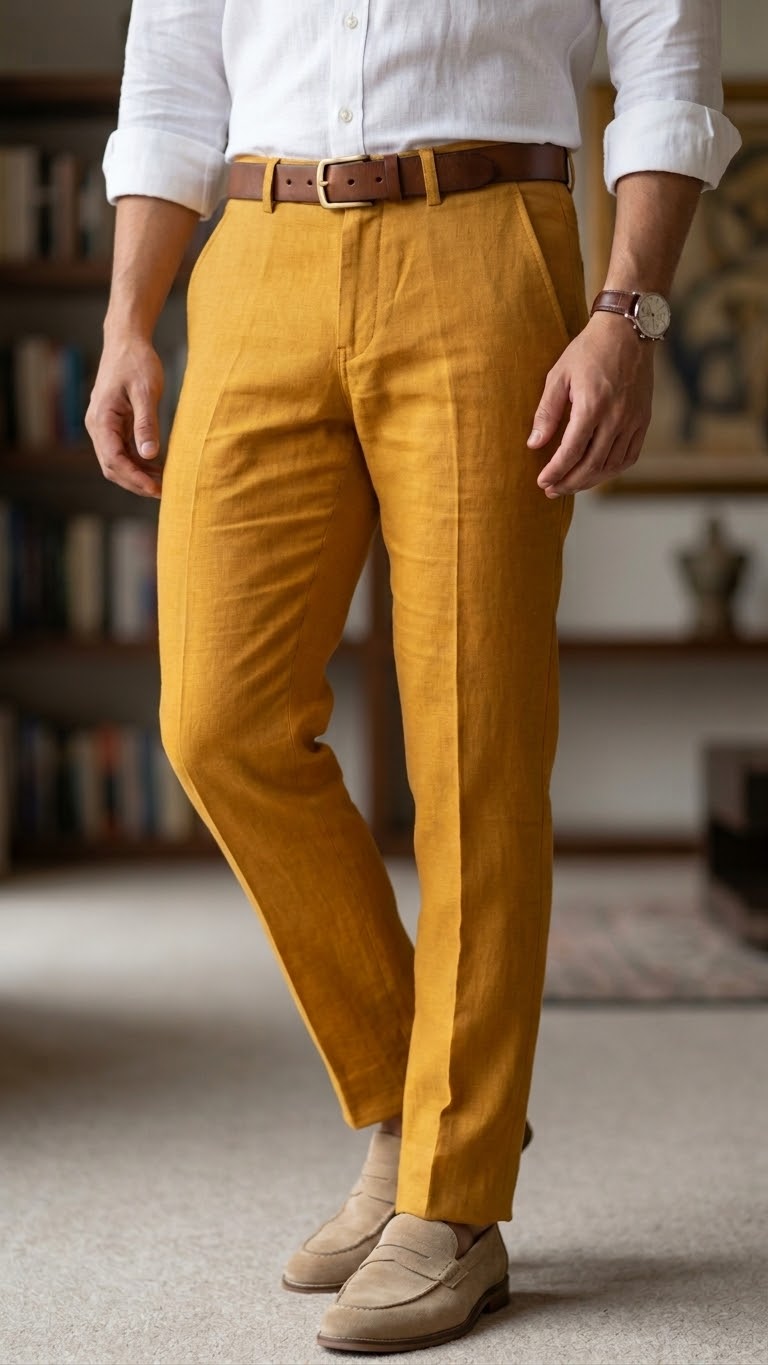 Pantalón Color Mostaza 100% lino