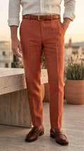 Pantalón Color Shedrón 100% lino
