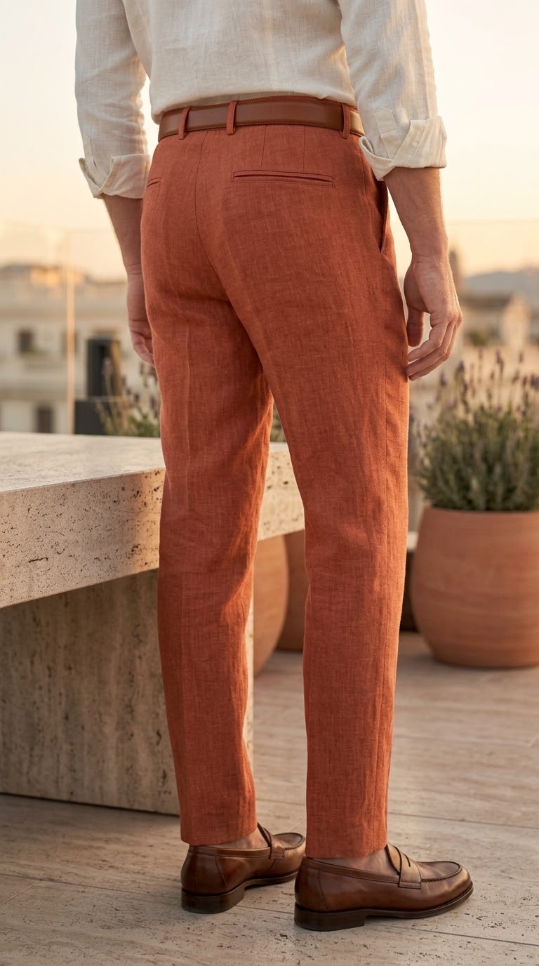 Pantalón Color Shedrón 100% lino