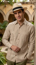 Guayabera Clásica Cubana 4 bolsas Arena 100% lino