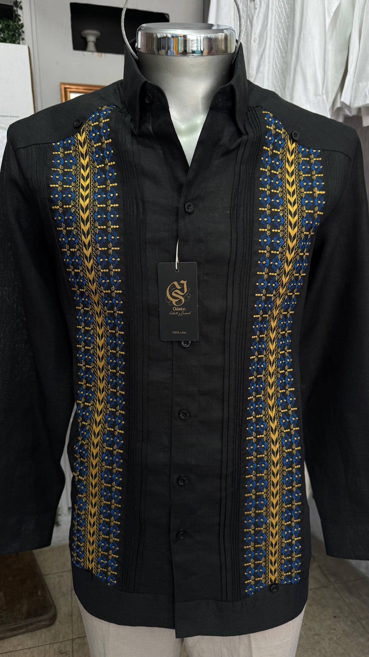 Guayabera Sultán Negra 100% lino