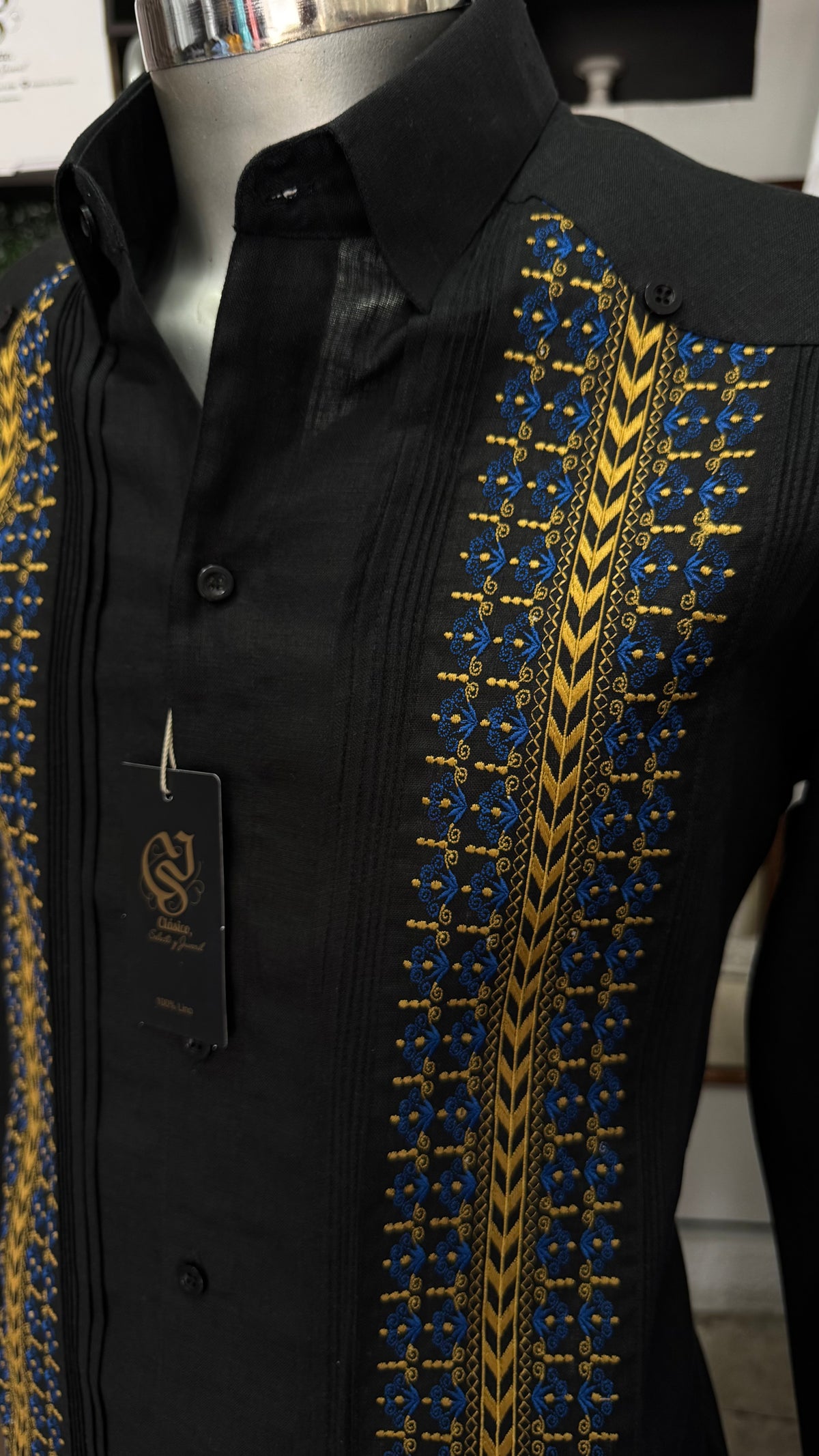 Guayabera Sultán Negra 100% lino