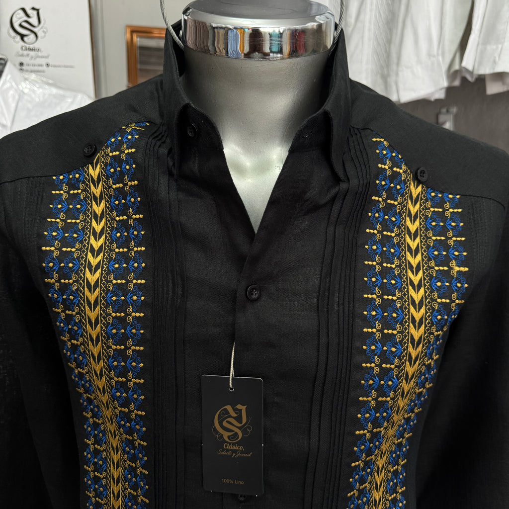 Guayabera Sultán Negra 100% lino