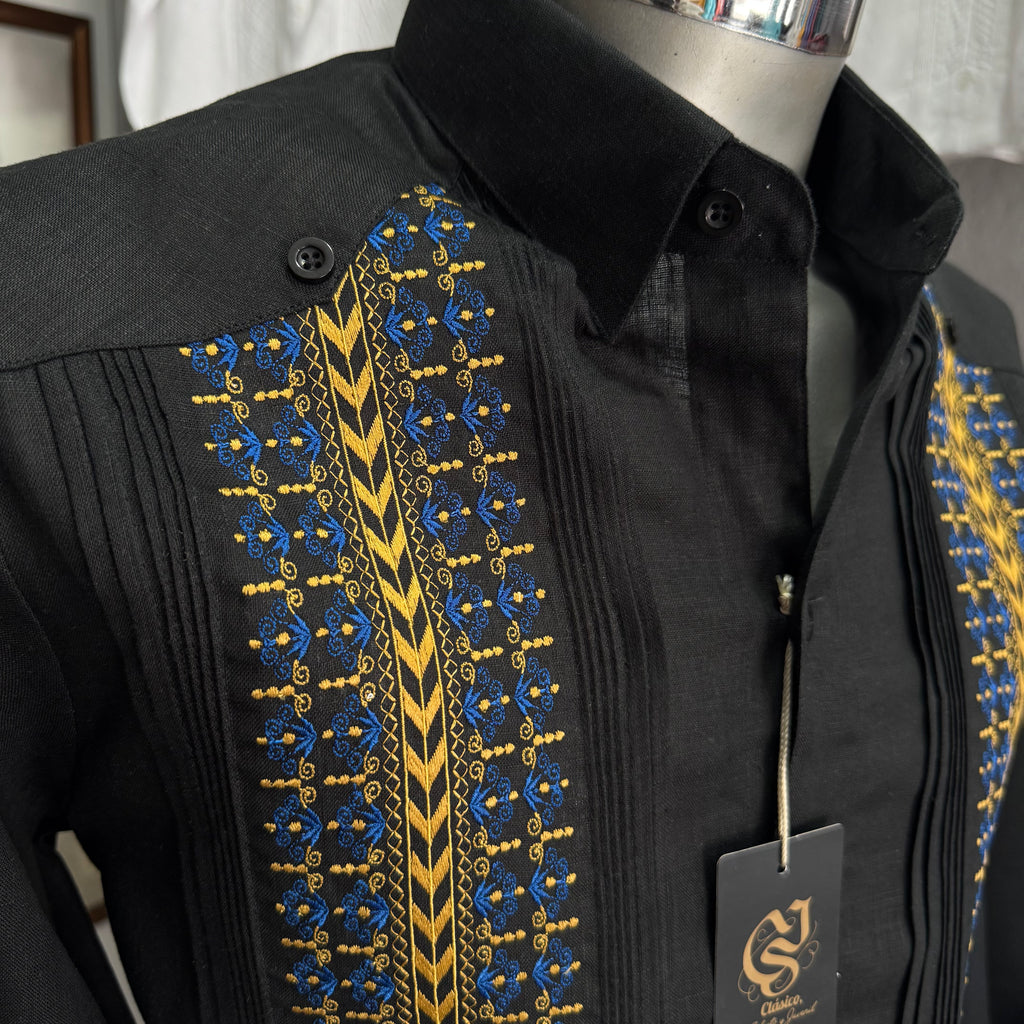 Guayabera Sultán Negra 100% lino