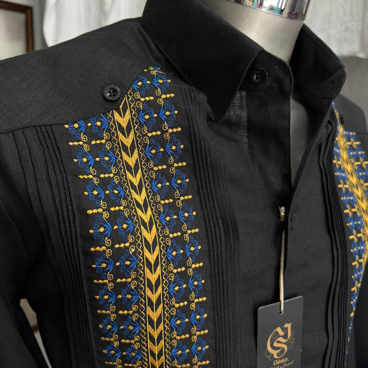 Guayabera Sultán Negra 100% lino