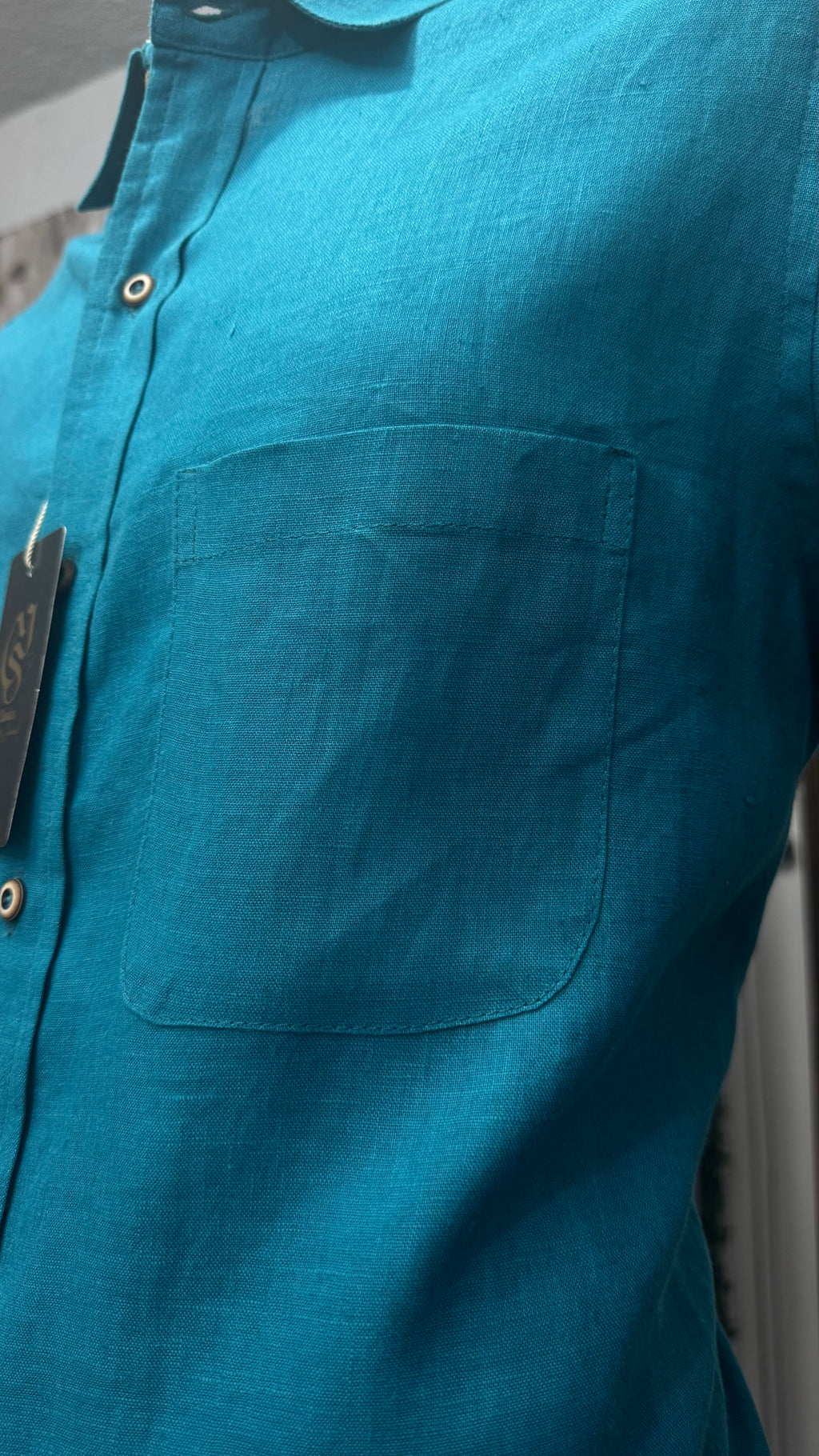 Camisa Azul Petróleo 100% lino