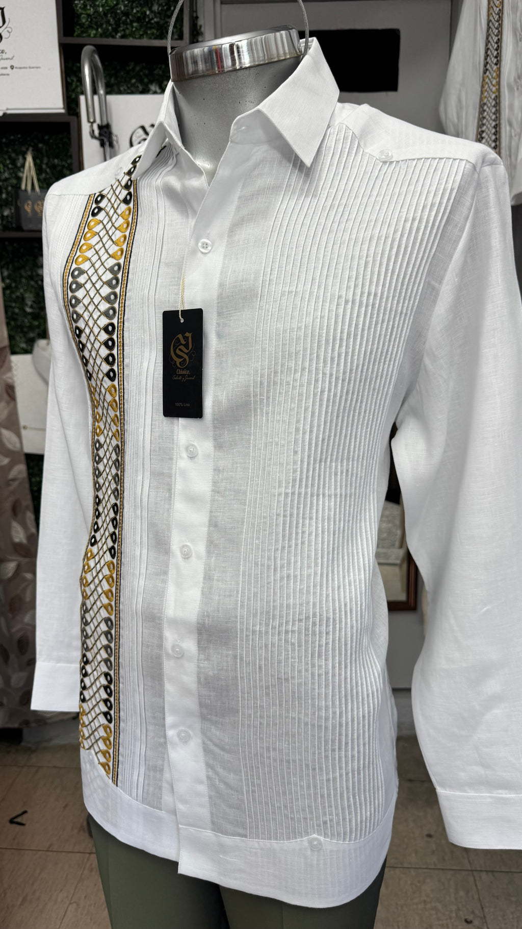Guayabera Infinito Blanca 100% lino