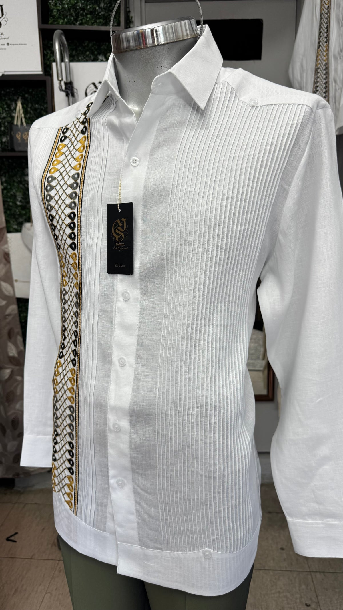 Guayabera Infinito Blanca 100% lino