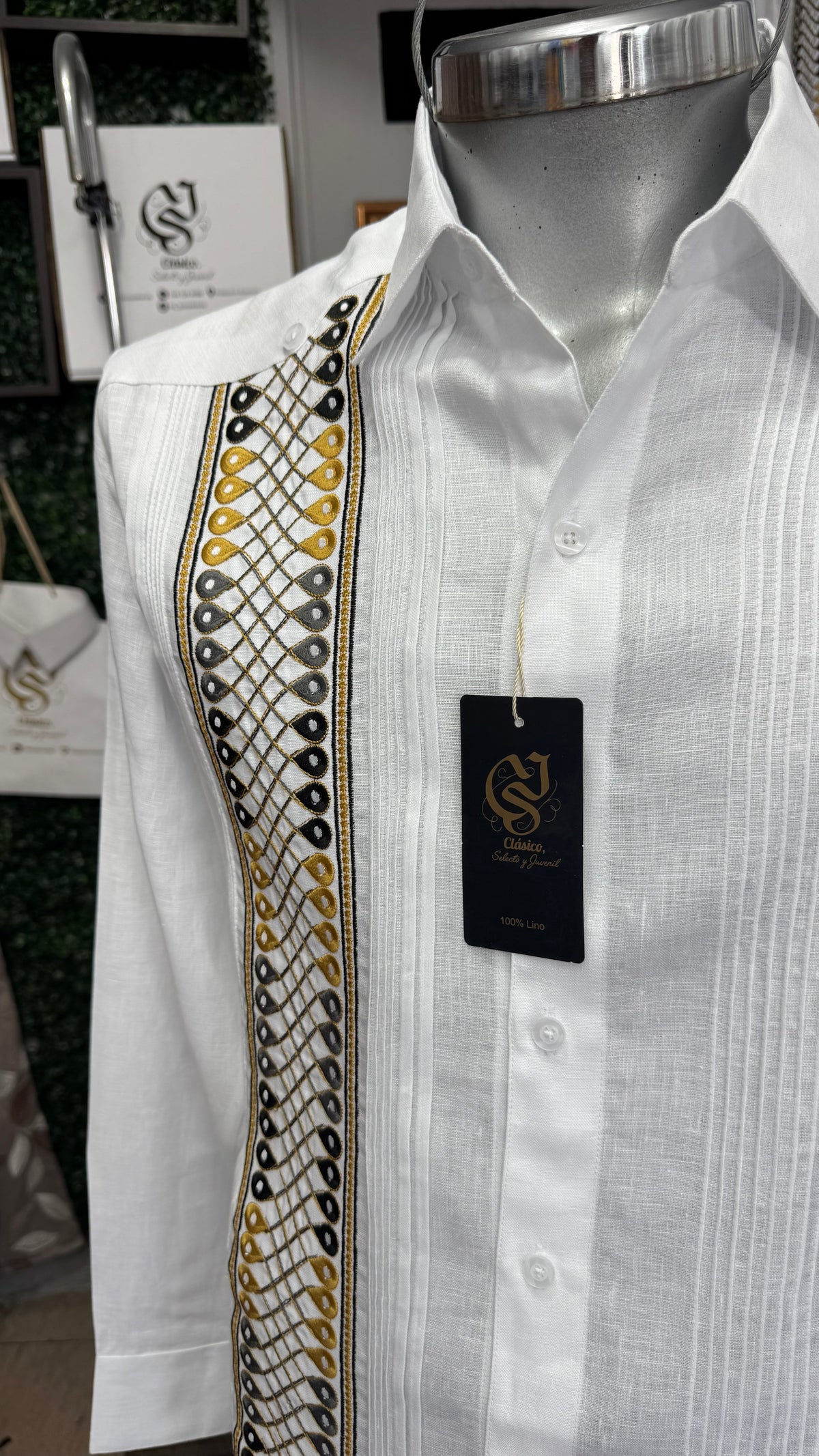 Guayabera Infinito Blanca 100% lino