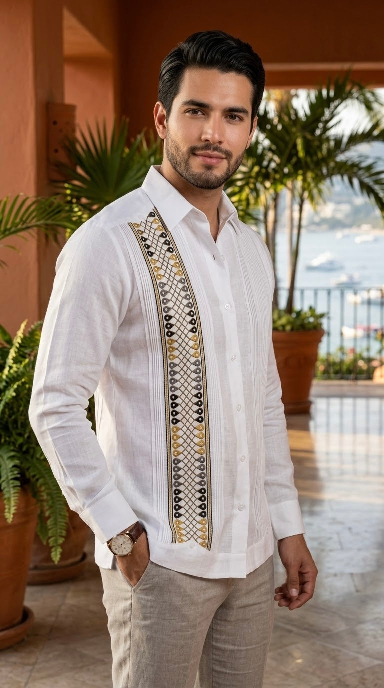 Guayabera Infinito Blanca 100% lino