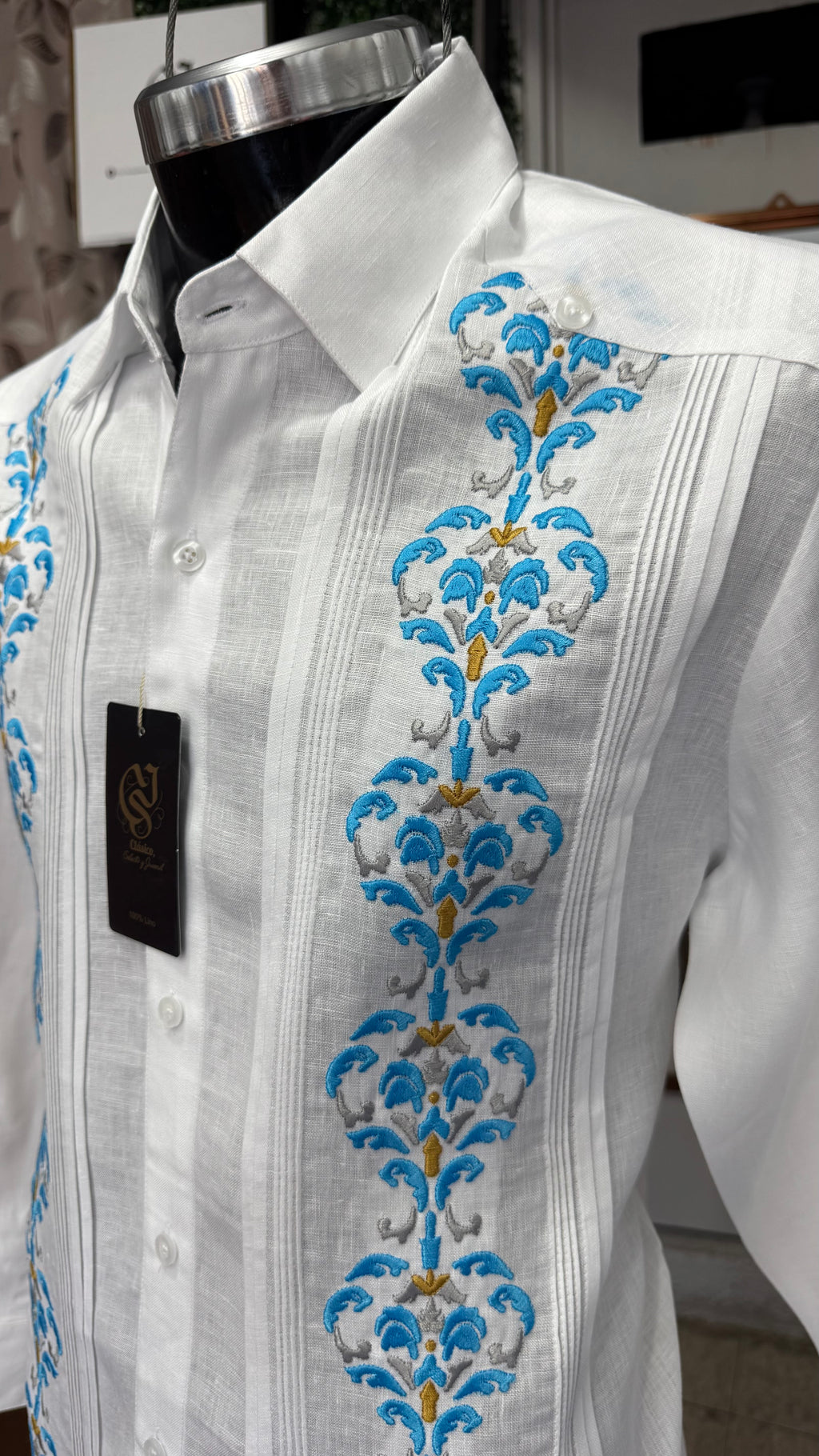 Guayabera Santorini Blanca 100% lino