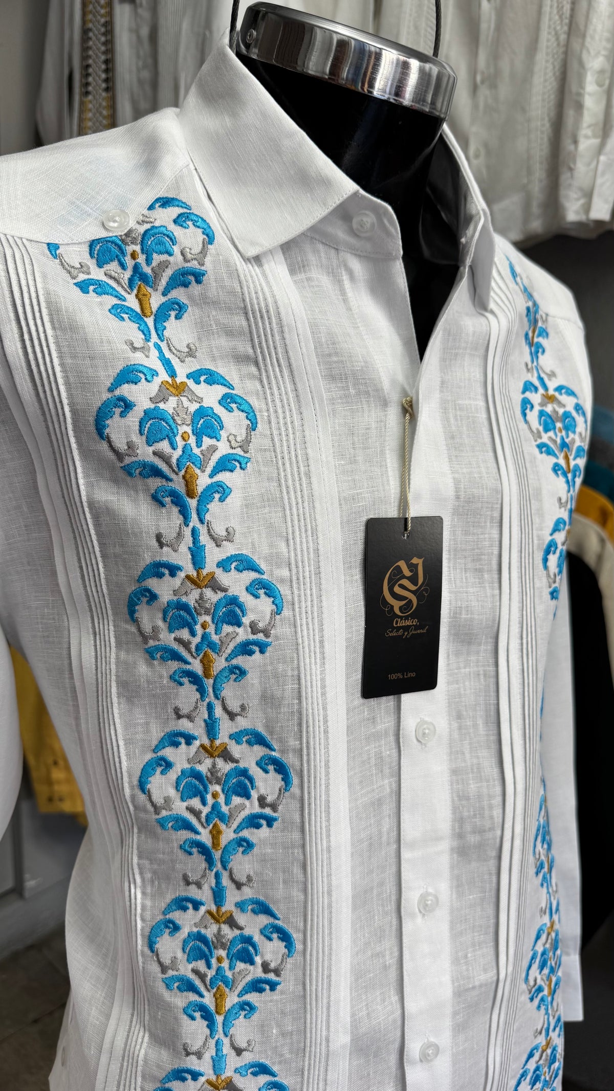 Guayabera Santorini Blanca 100% lino