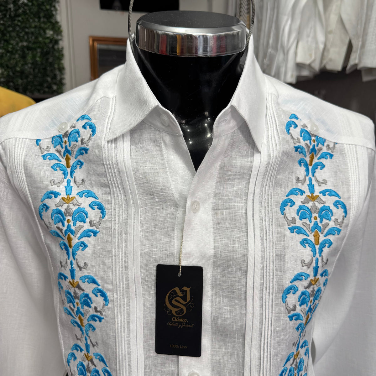 Guayabera Santorini Blanca 100% lino