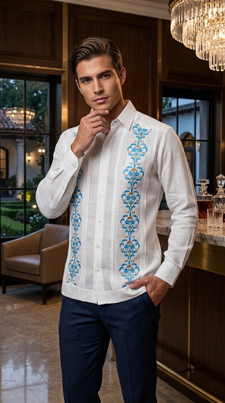 Guayabera Santorini Blanca 100% lino