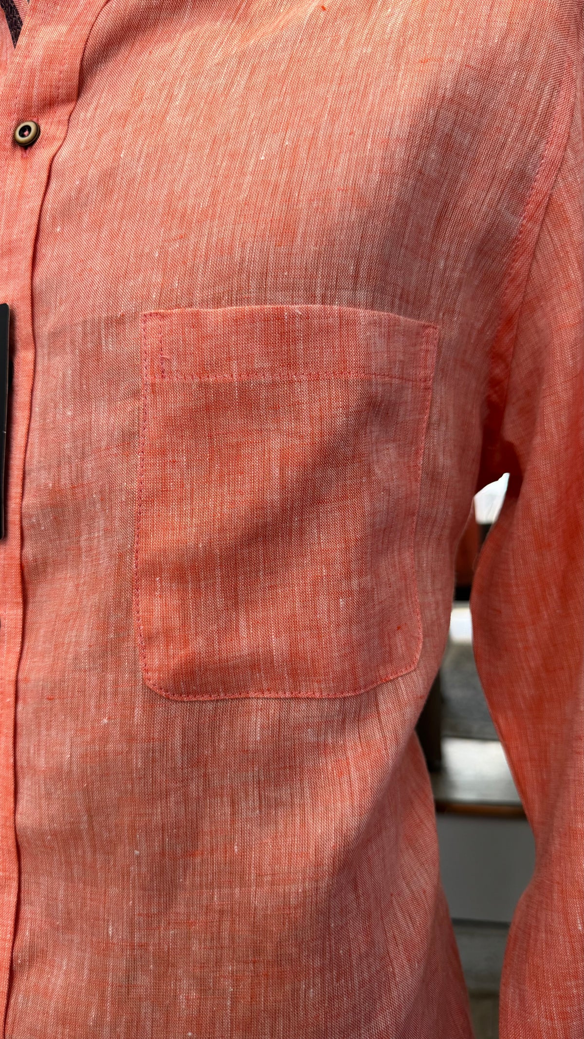 Camisa Color Naranja Jaspe 100% lino